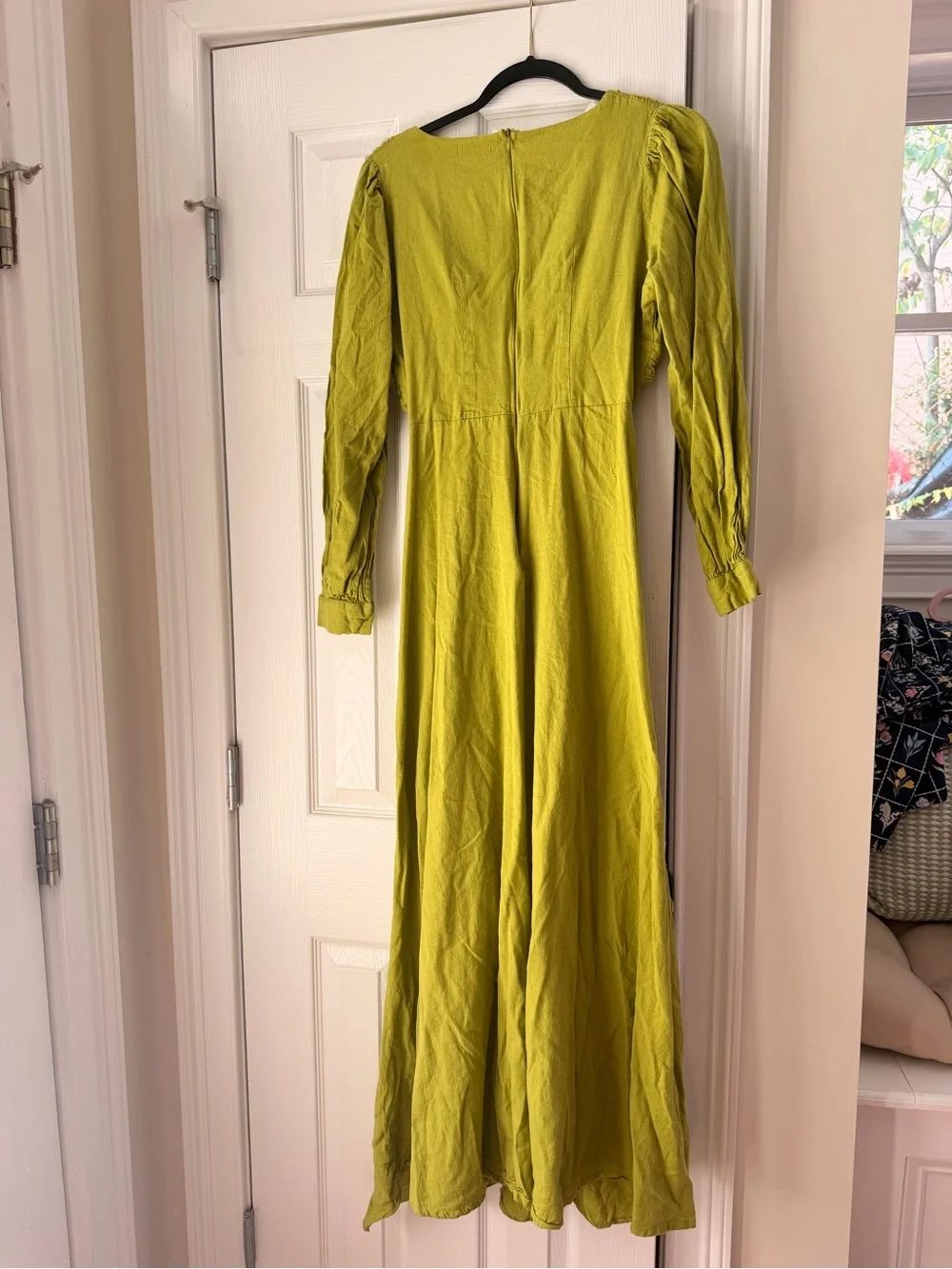 Boohoo Olive-Green Ruffle Maxi Dress with Ring Front